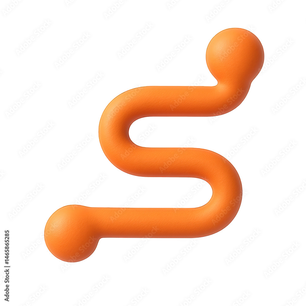 Poster vibrant orange fluid shape with rounded ends, a dynamic and smooth three dimensional graphic element