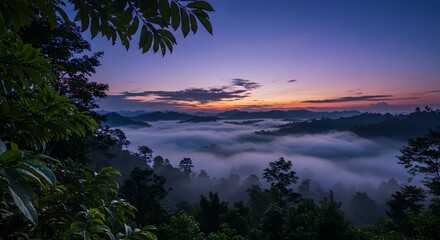 Serene Twilight Over Karimun&rsquo;s Rainforest Canopy Edge
