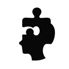 Abstract Puzzle Piece Human Head Silhouette Concept Design Illustration Graphic