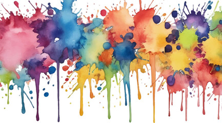 Fototapeta premium Colorful Watercolor Paint Drips and Splashes Background