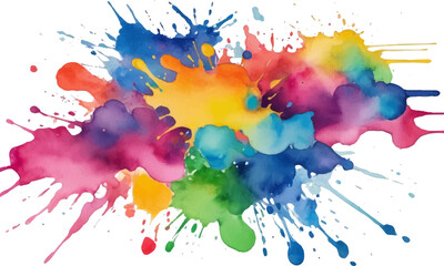 Colorful Watercolor Paint Splashes Background with Vibrant Abstract Blots