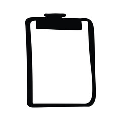 Simple Black and White Hand Drawn Clipboard Illustration Blank Paper Document Note