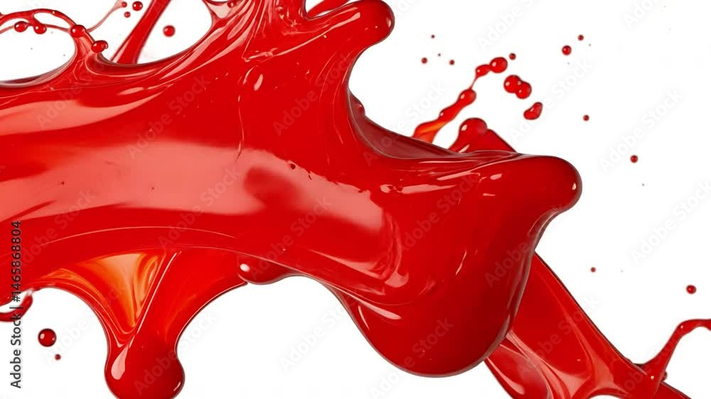 Poster vibrant red liquid paint splashes create dynamic motion and glossy texture, showcasing creativity an