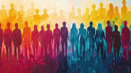 Inclusion and Diversity Concept Colorful Crowd Flat Art