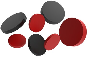 Floating 3D Circles glass in Red and Black