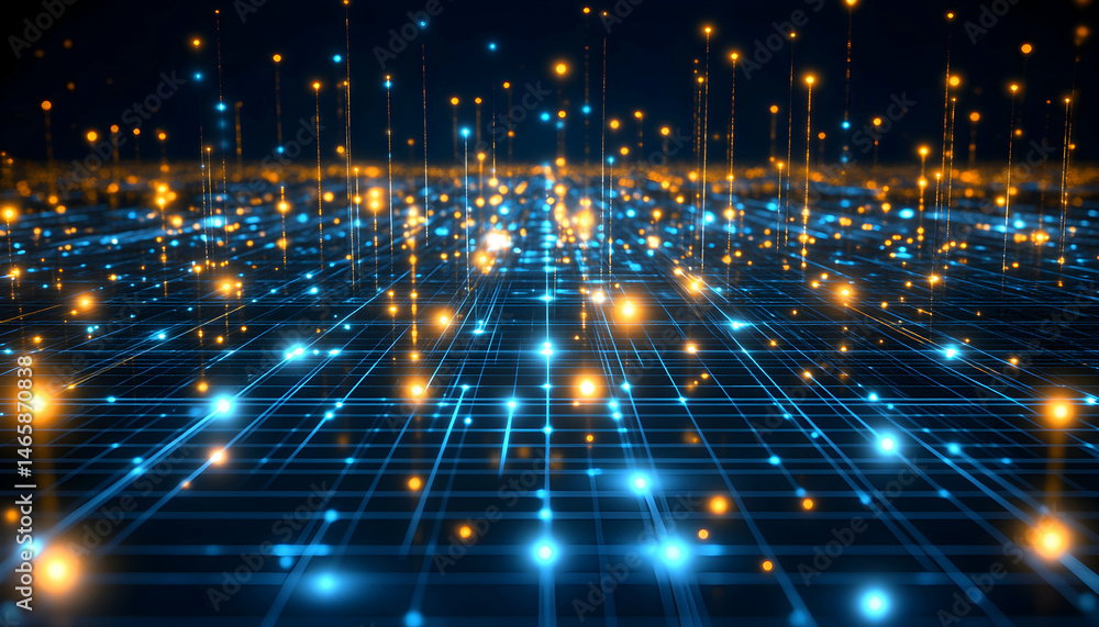 Poster abstract digital network, glowing nodes and lines, futuristic technology background. perfect for ill