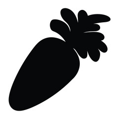 Monochrome silhouette of a carrot with leafy greens on a white background