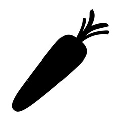 Single black carrot illustration on a white background creates simple elegance