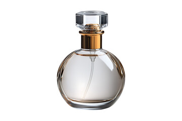 Empty bottle of feminine perfume isolated on transparent background
