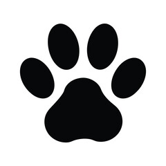Simple black paw print on white background indicating animal presence or tracking