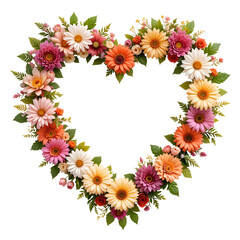 Fototapeta premium heart shaped flower frame isolated on transparent png