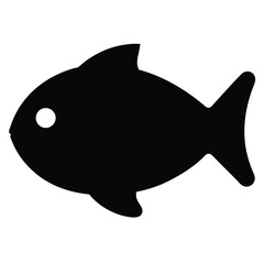 Simple Black Fish Silhouette with White Eye on a Plain Background