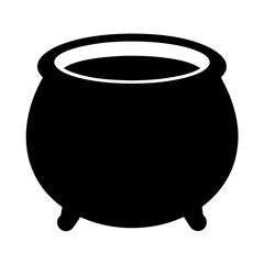Black witch cauldron silhouette, ready to brew a magical halloween potion
