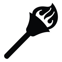 A Bold Black Silhouette of a Torch with Burning Flame Detail