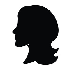 Silhouette of a woman's head with a classic short hairstyle in black