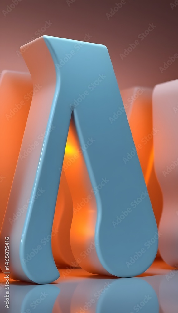 Leinwandbilder gleaming surfaces, smooth 3d letters with warm light. polished texture creates captivating depth. pe