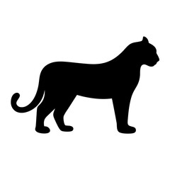 Black silhouette of a panther standing against a white background image