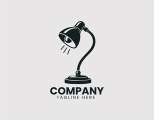 Realistic Desk Lamp Flexible Neck Office Lighting Vector Logo Design, Office Lamp Realistic Flexible Arm Lighting Vector Logo