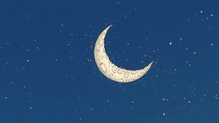 Fototapeta premium Crescent Moon in Starry Night Sky, Celestial Design Element