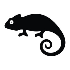 Stylized silhouette of a chameleon with a curled tail illustration art