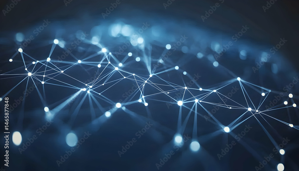 Poster abstract network connection, glowing nodes and lines. digital technology, global network, futuristic