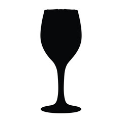 Elegant and simplistic silhouette of a wine glass against a white background