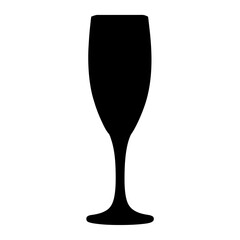 Elegant silhouette of a champagne flute against a stark white background
