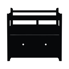 Silhouetted dresser with drawers and shelf showcasing minimalist furniture design