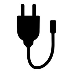 European style electrical plug with round pins for socket connection, vector illustration
