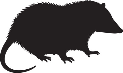 North American Opossum Vector Silhouette