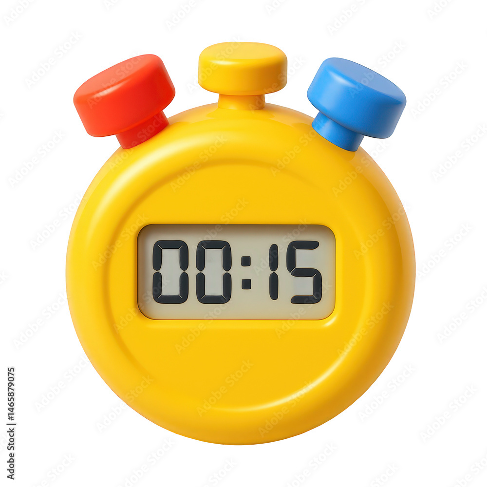Aufkleber bright yellow digital timer with colorful control buttons, accurately measuring time for various act