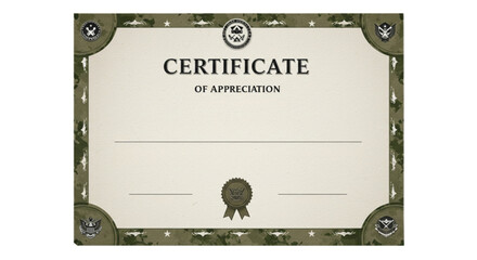 Editable certificate of appreciation for military service

