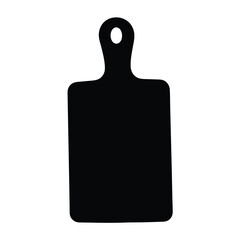 Simple black silhouette of a wooden cutting board with handle and hole
