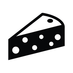 Black and white illustration of a wedge of Swiss cheese icon