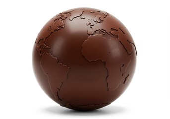 Chocolate world globe isolated on white background