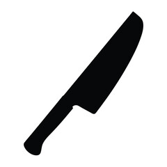 Silhouette of a sharp kitchen knife on a white background