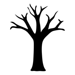 Silhouette of a bare tree with branches reaching into the sky