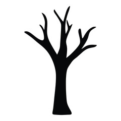 Simple Silhouette of a Bare Tree Against White Background Depicting Winter