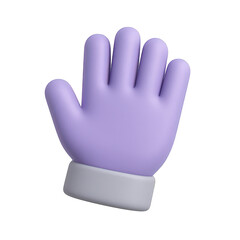 Obraz premium A friendly, smooth purple hand with five rounded fingers and a simple grey cuff, rendered in a cheerful style.