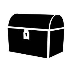 Solid black treasure chest with padlock on a white background illustration