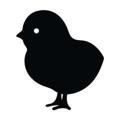 Black silhouette of a chick on white background, simple minimal art © Tanjila