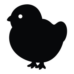 Silhouette of a cute plump little chick standing on small feet isolated