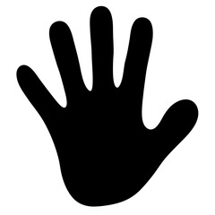 Black silhouette of an open hand, symbolizing stop, high five, or outreach
