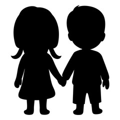 A Silhouette of Two Children Holding Hands, a Symbol of Love