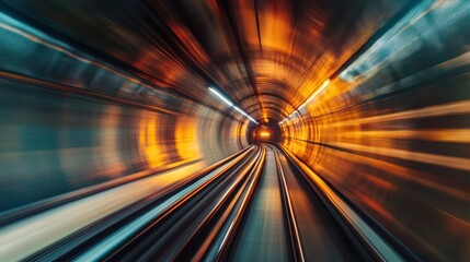 High-Speed Rail Tunnel: A Journey Through Light and Motion