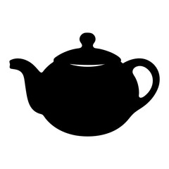 Simple Black Silhouette of an Elegant Teapot for a Calm Tea Time