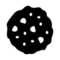 Simple Black and White Vector Illustration of a Chocolate Chip Cookie