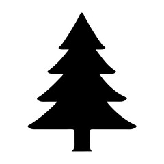 Simple Black Silhouette of Christmas Tree on a Clean White Background