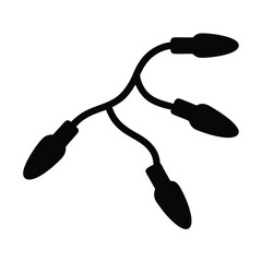 Silhouette of a string of Christmas lights against a white background