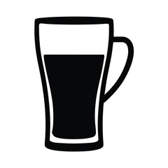 Stylized illustration of a handled glass containing a dark liquid, isolated on white